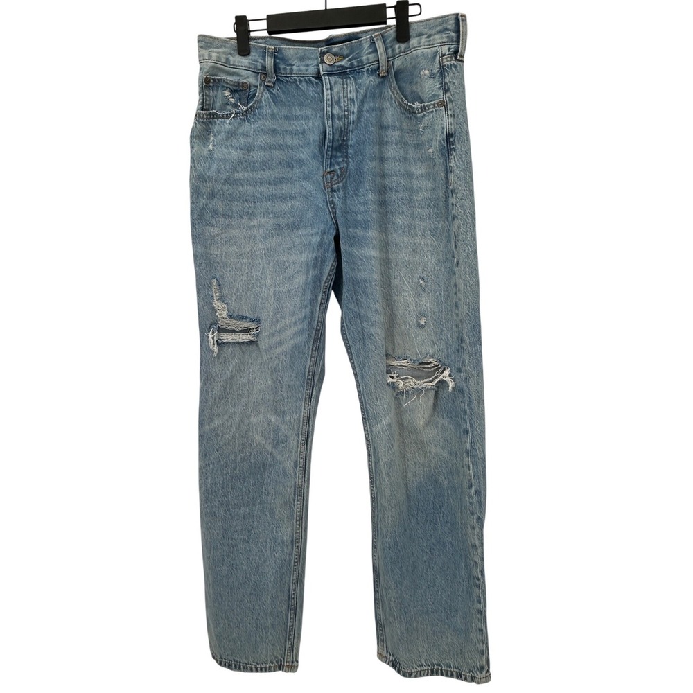 Aeropostale High Rise Baggy Distressed Light Wash Jeans Womens Size 12 Ripped
